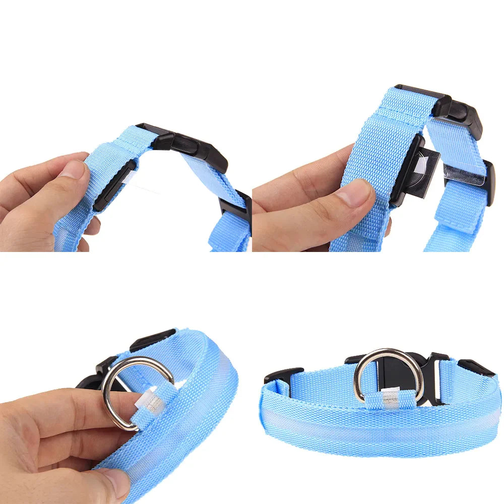 Adjustable LED Dog Collar with Blinking Flashing Light for Enhanced Pet Safety and Waterproof Design