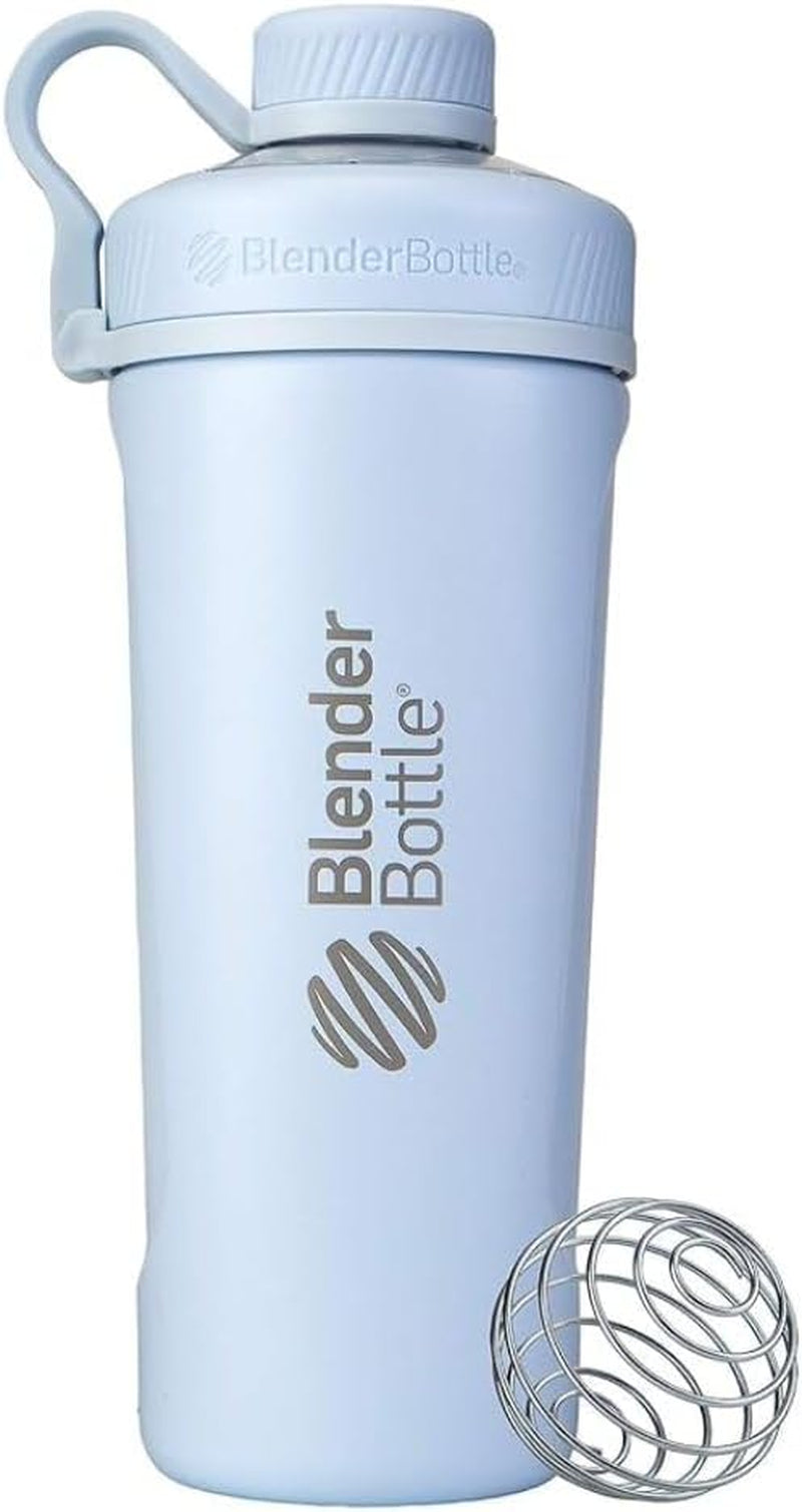 Radian Shaker Cup Insulated Stainless Steel Water Bottle with Wire Whisk, 26-Ounce, Matte Arctic Blue