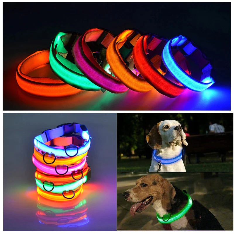 Adjustable LED Dog Collar with Blinking Flashing Light for Enhanced Pet Safety and Waterproof Design