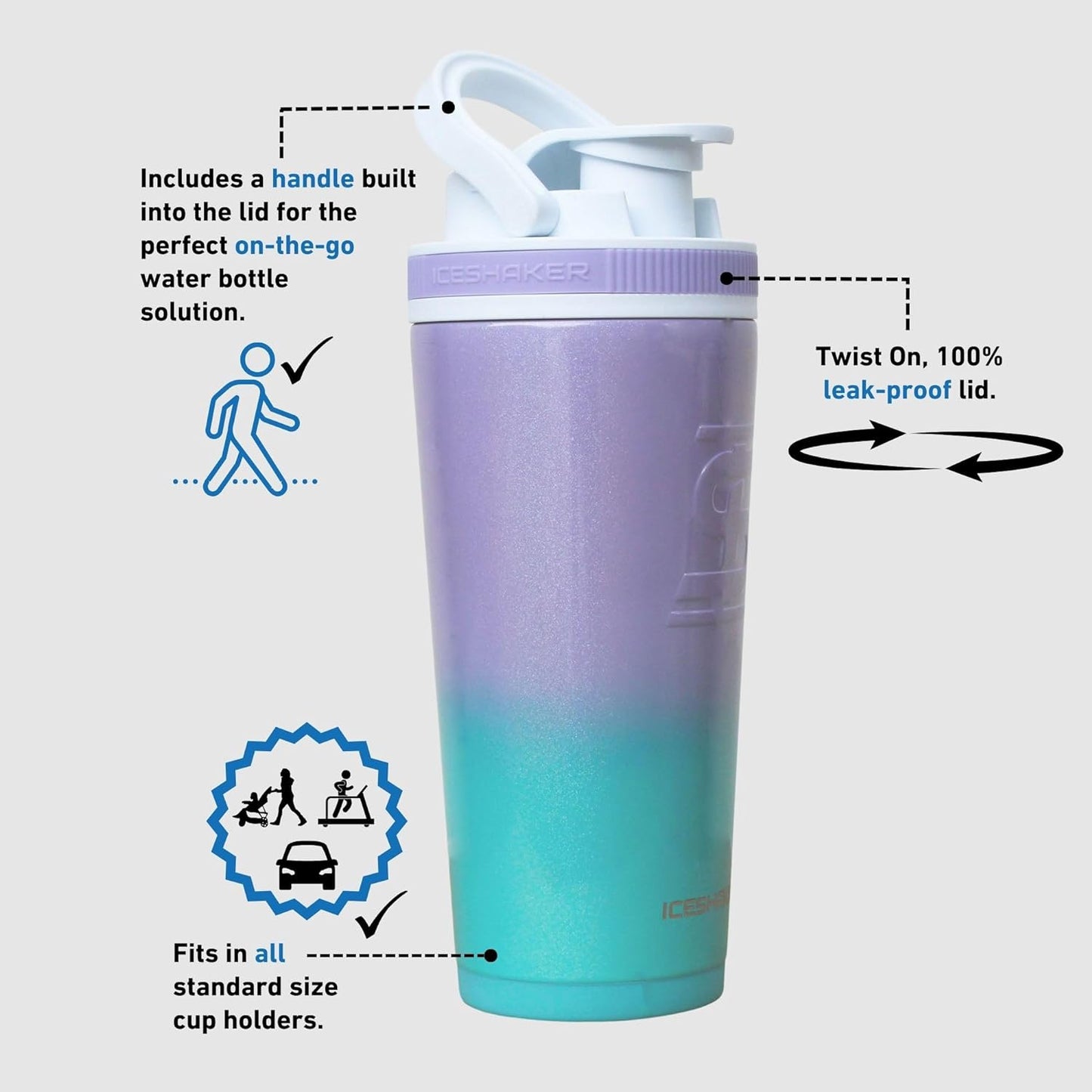 26 Oz Shaker Bottle, Stainless Steel Insulated Water Bottle and Protein Shaker, as Seen on Shark Tank