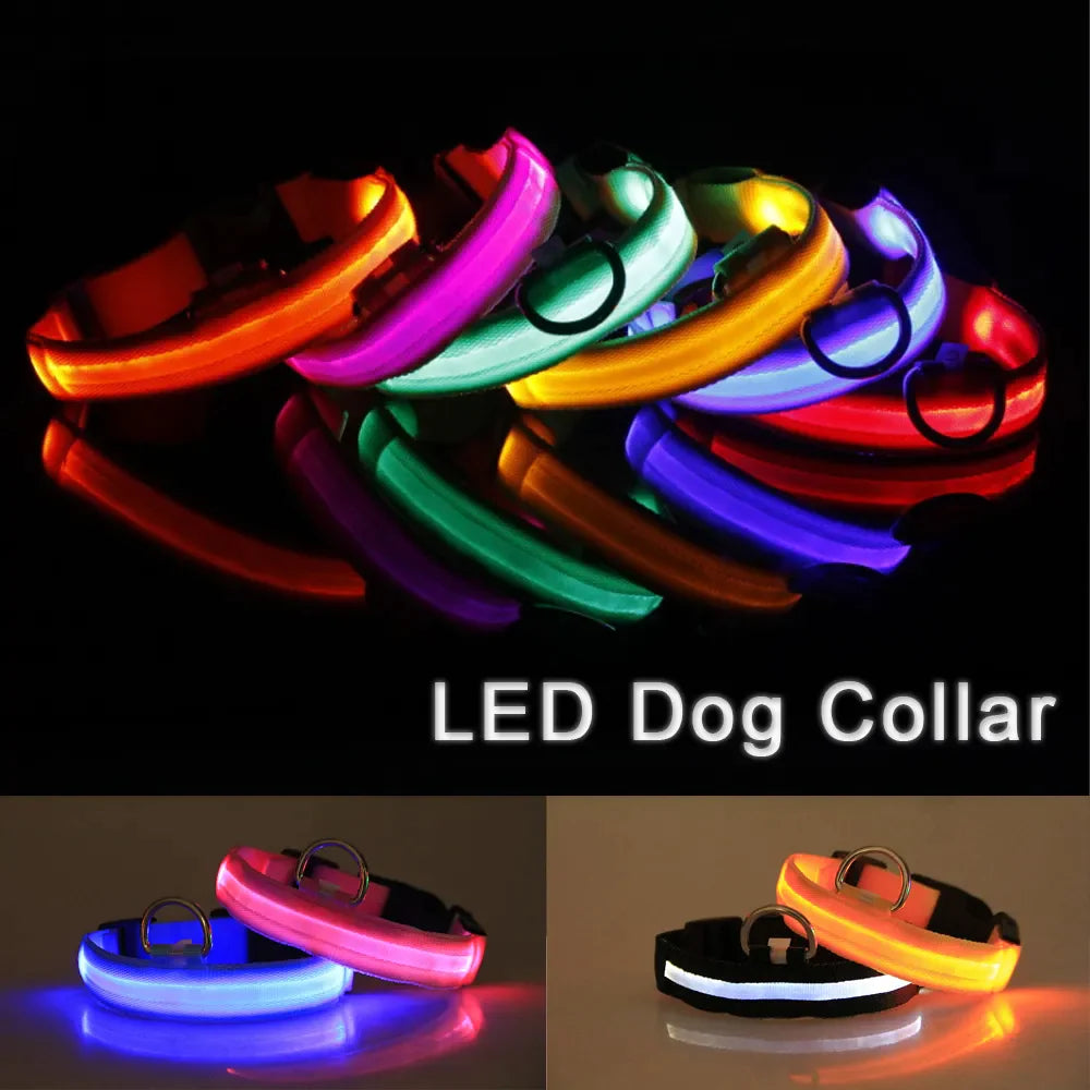 Adjustable LED Dog Collar with Blinking Flashing Light for Enhanced Pet Safety and Waterproof Design