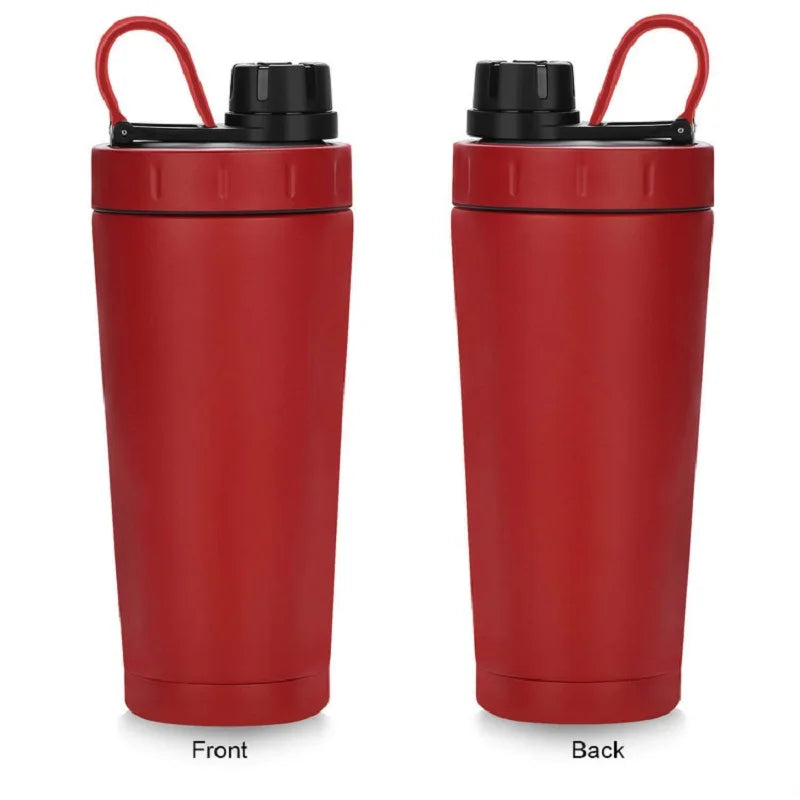 Protein Shaker Thermos Cup Stainless Steel Water Bottle Outdoor Gym Training Drink Powder Milk Mixer Travel Portable 500ML