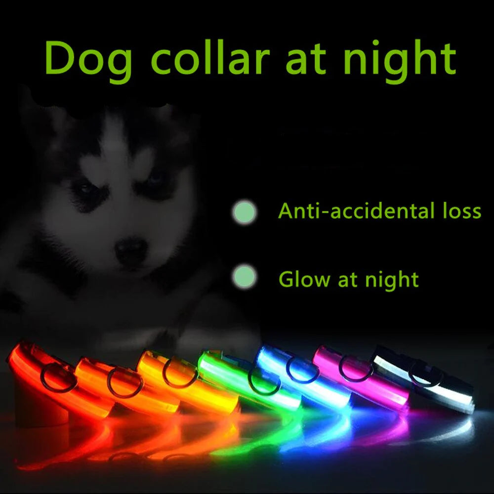 Adjustable LED Dog Collar with Blinking Flashing Light for Enhanced Pet Safety and Waterproof Design