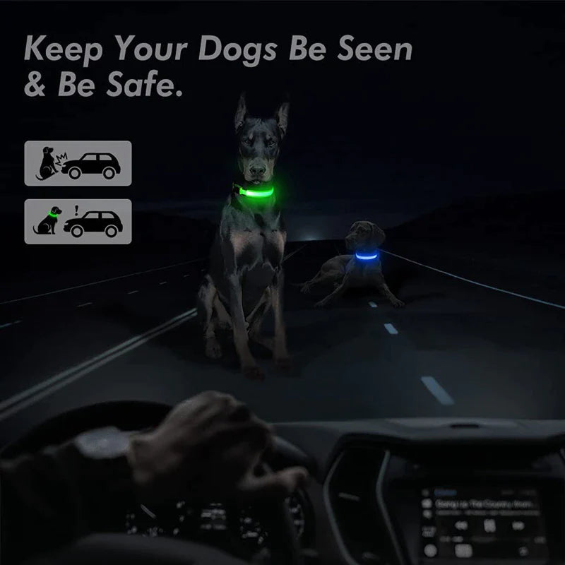 Adjustable LED Dog Collar with Blinking Flashing Light for Enhanced Pet Safety and Waterproof Design