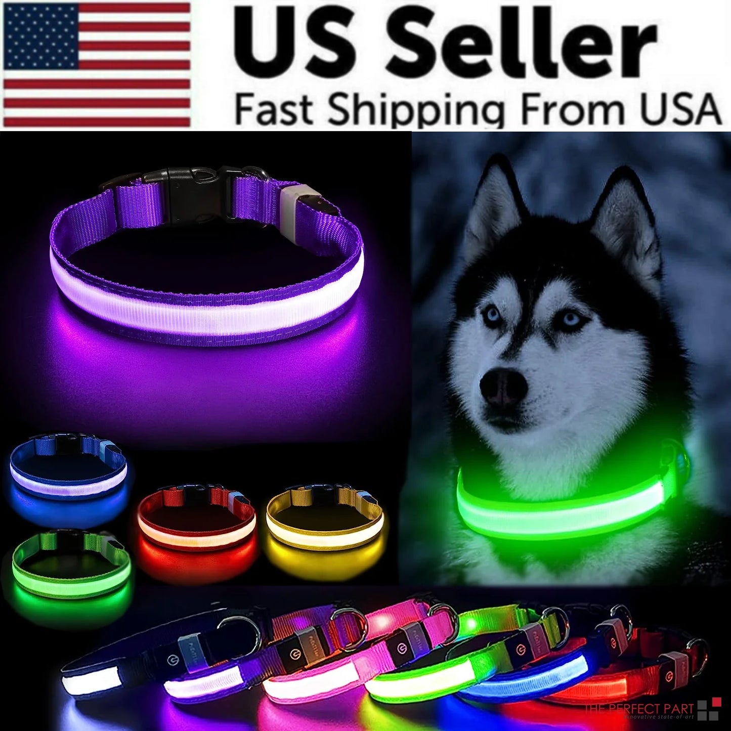 Adjustable LED Dog Collar with Blinking Flashing Light for Enhanced Pet Safety and Waterproof Design