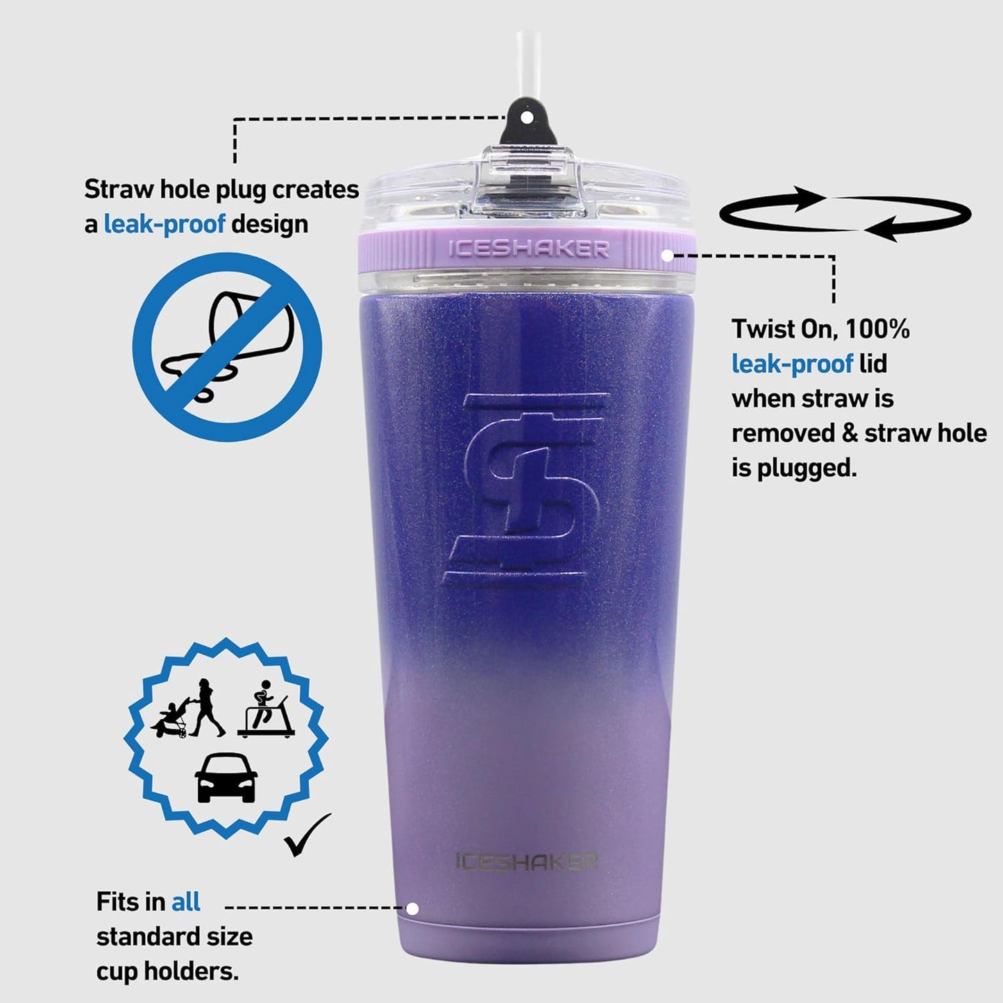 26Oz Insulated Tumbler Water Bottle with Straw, Stainless Steel Water Bottle with Versatile Flex Lid, as Seen on Shark Tank, Lilac Dreaming