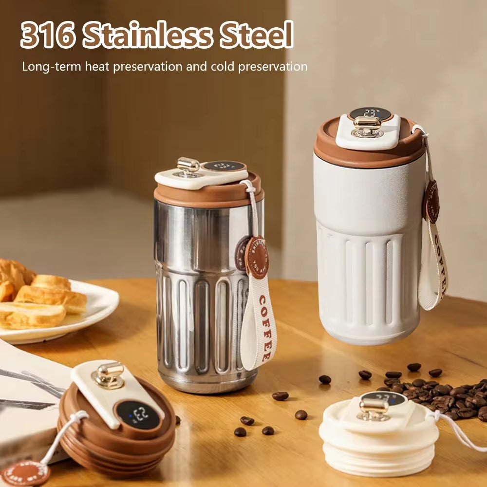 LED Temperature Display Smart Thermos Bottle with 316 Stainless Steel Tumbler Mug