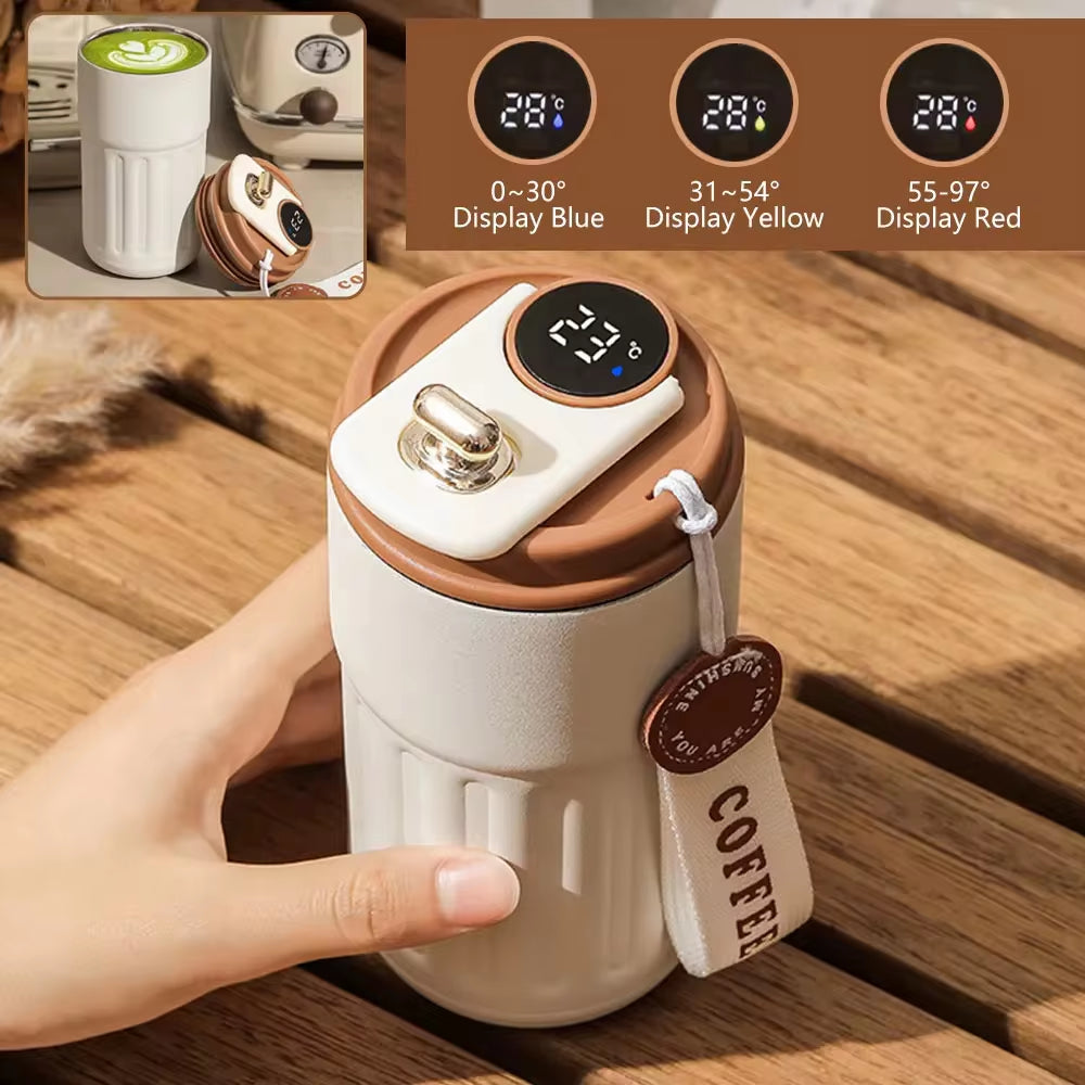 LED Temperature Display Smart Thermos Bottle with 316 Stainless Steel Tumbler Mug