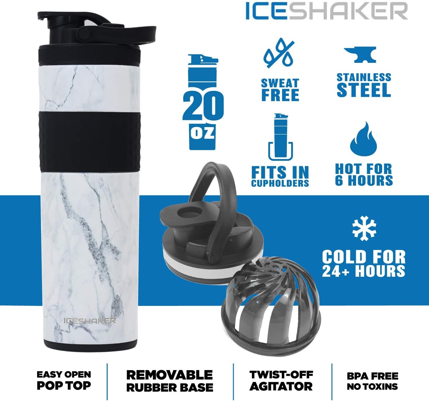 20 Oz Skinny Shaker Bottle (As Seen on Shark Tank) - Stainless Steel Shaker Bottle - Insulated Shaker Bottle for Protein, Water, Coffee and More | Gronk Shaker (Lilac Twist)