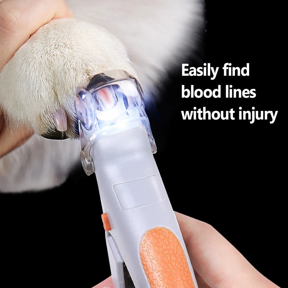 Pet Nail Clippers with Magnifying Function and LED Light Effective Pet Nail Trimming Cat and Dog Foot Cleaning and Care Tools