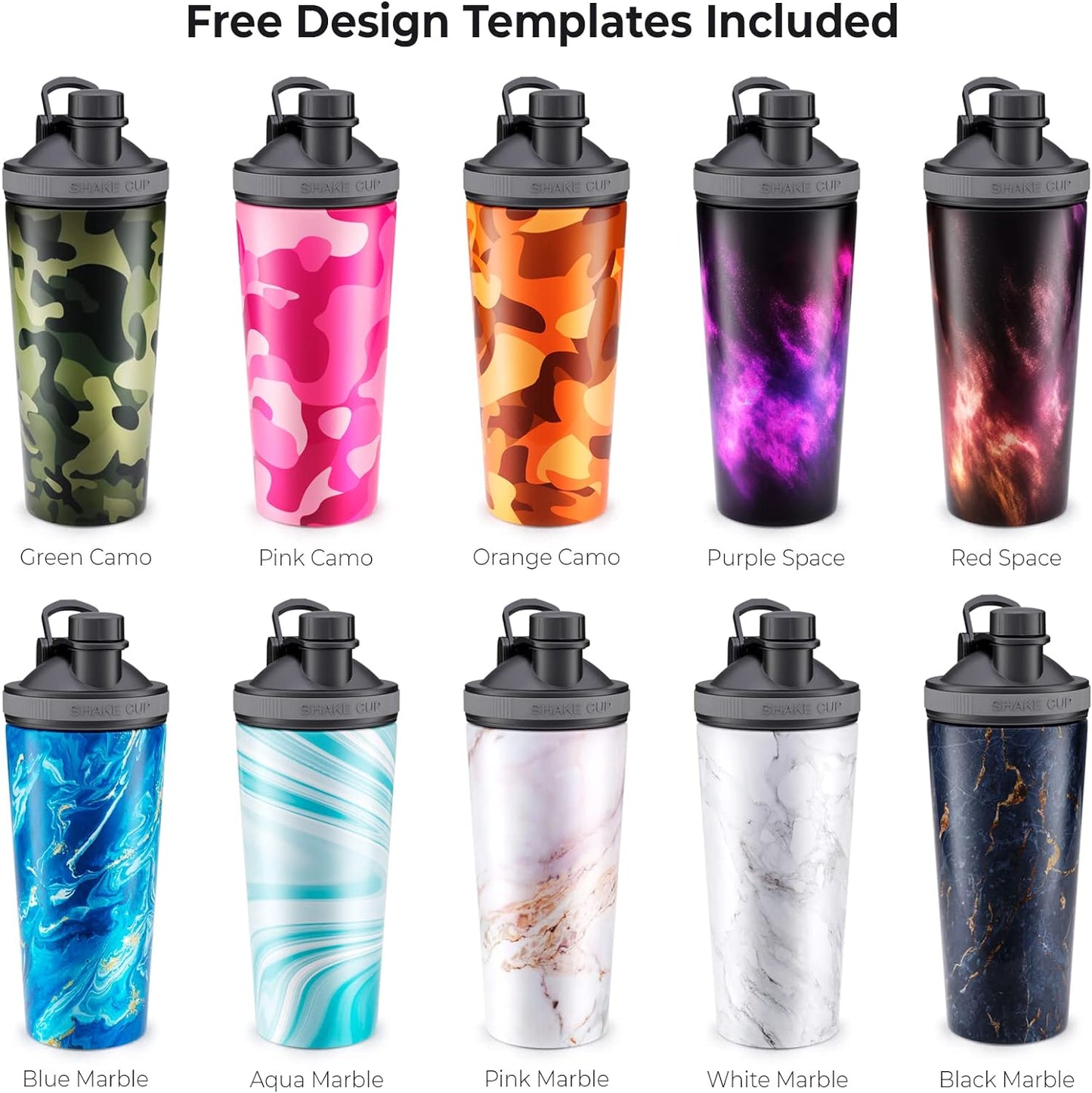 27Oz 750Ml Sublimation Shaker Bottle - White Heat Transfer Blanks Gym Shakers with Individual Box - Sublimation Blank Products (GB27-101)