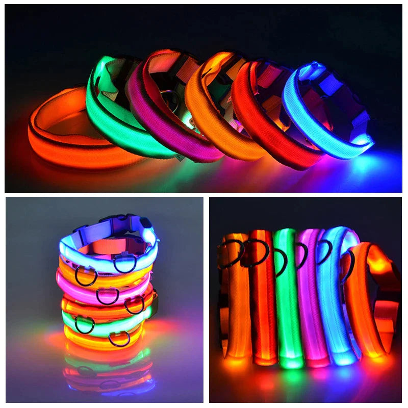 Adjustable LED Dog Collar with Blinking Flashing Light for Enhanced Pet Safety and Waterproof Design