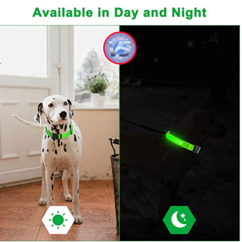 Adjustable LED Dog Collar with Blinking Flashing Light for Enhanced Pet Safety and Waterproof Design