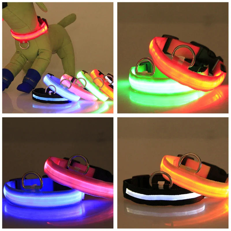 Adjustable LED Dog Collar with Blinking Flashing Light for Enhanced Pet Safety and Waterproof Design