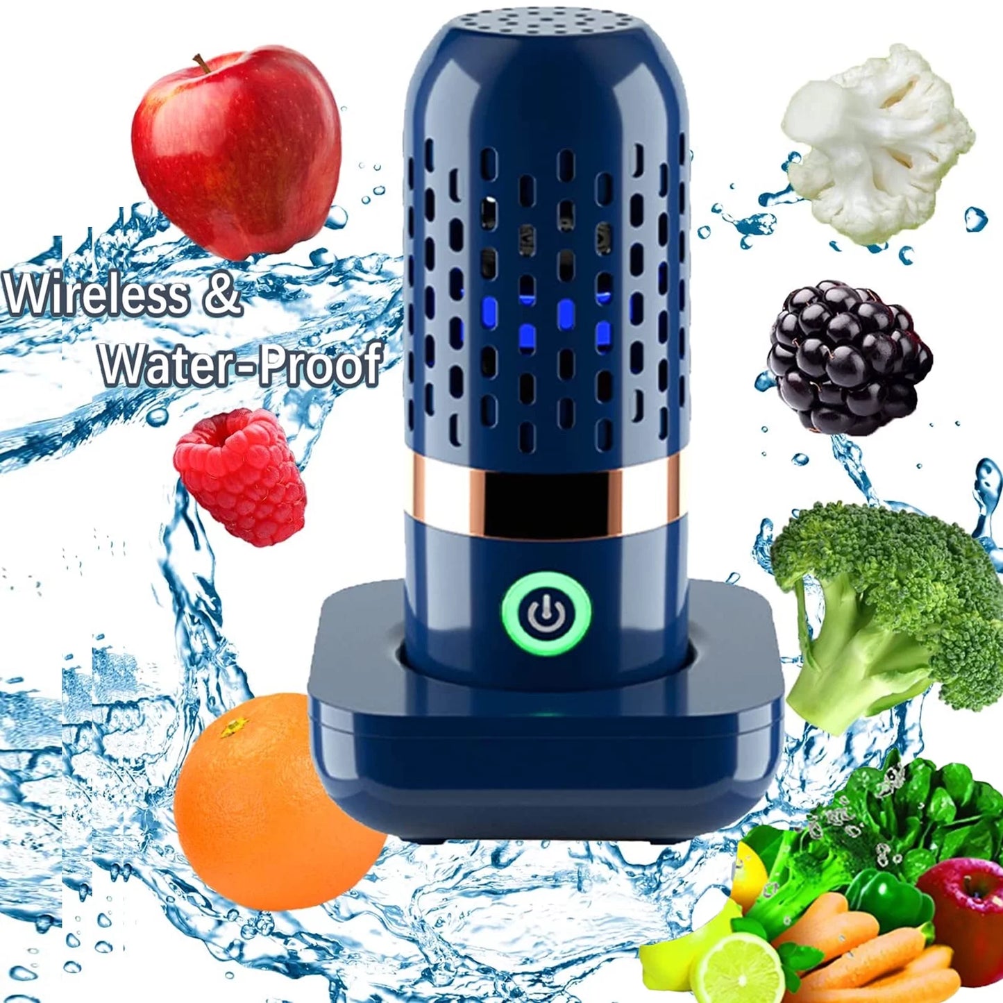 Professional title: "IPX7 Waterproof Fruit and Vegetable Cleaner Machine with USB Wireless Technology"